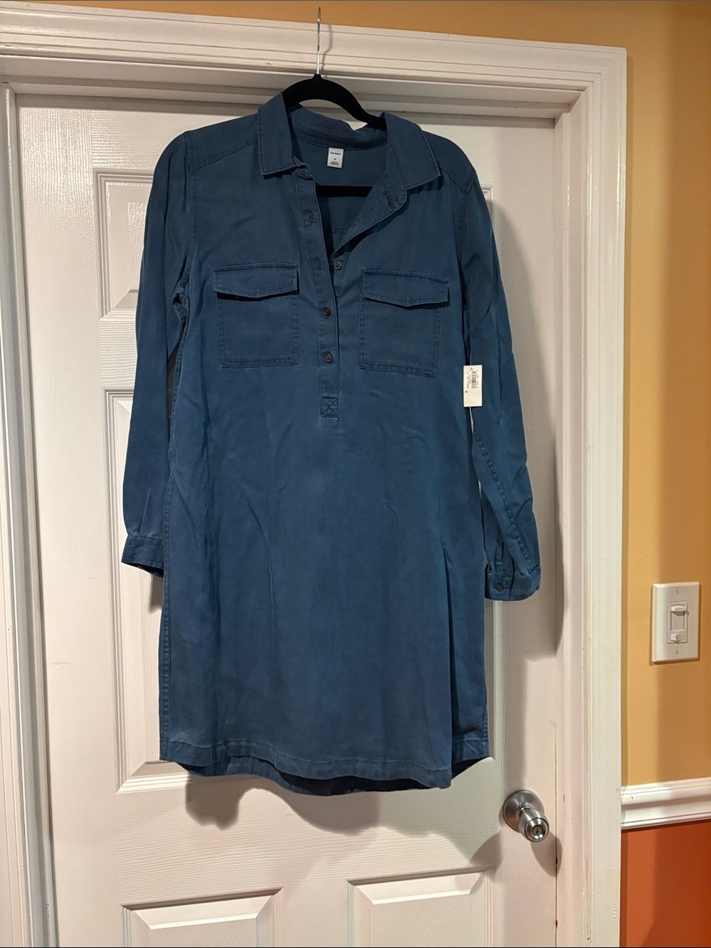 Old Navy Indigo Blue Long-Sleeve Shirt Dress